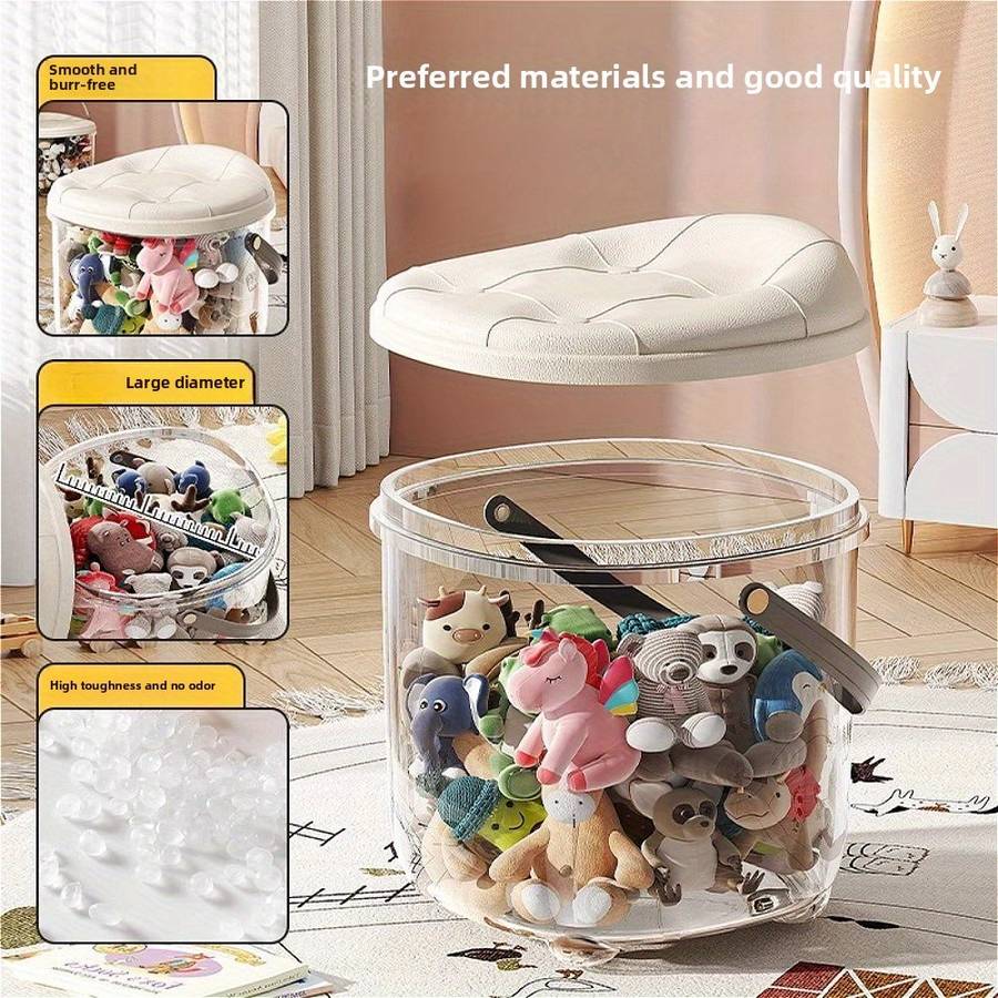    Transparent Multipurpose Storage Stool – 33cm Strong Build Design