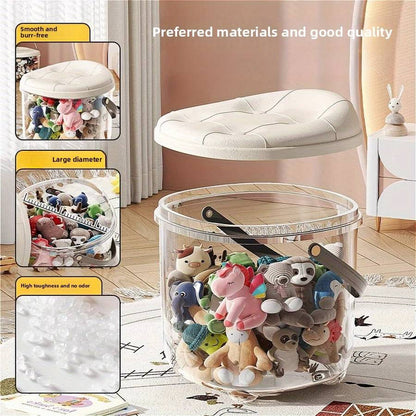    Transparent Multipurpose Storage Stool – 33cm Strong Build Design
