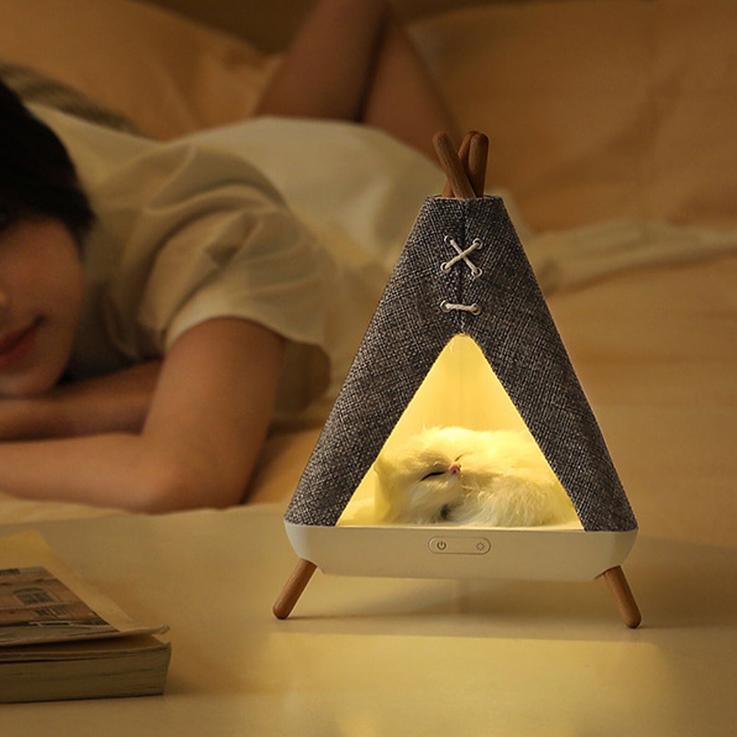 Tent Shape Creative Cat Lamp Bluetooth Speaker Night Light